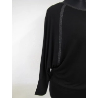 Bluzka Agnes czarna - nietoperz z błyszczącymi lamówkami